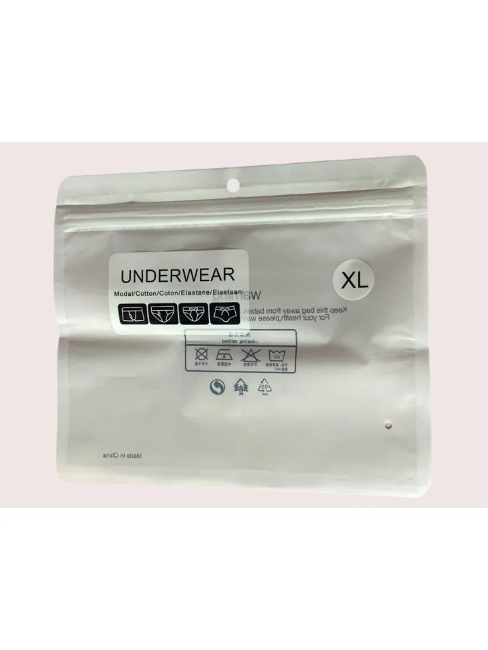 Lot of 20 Plastic Zip Seal Bags Printed With Wording  Underwear XL Cotton Resale